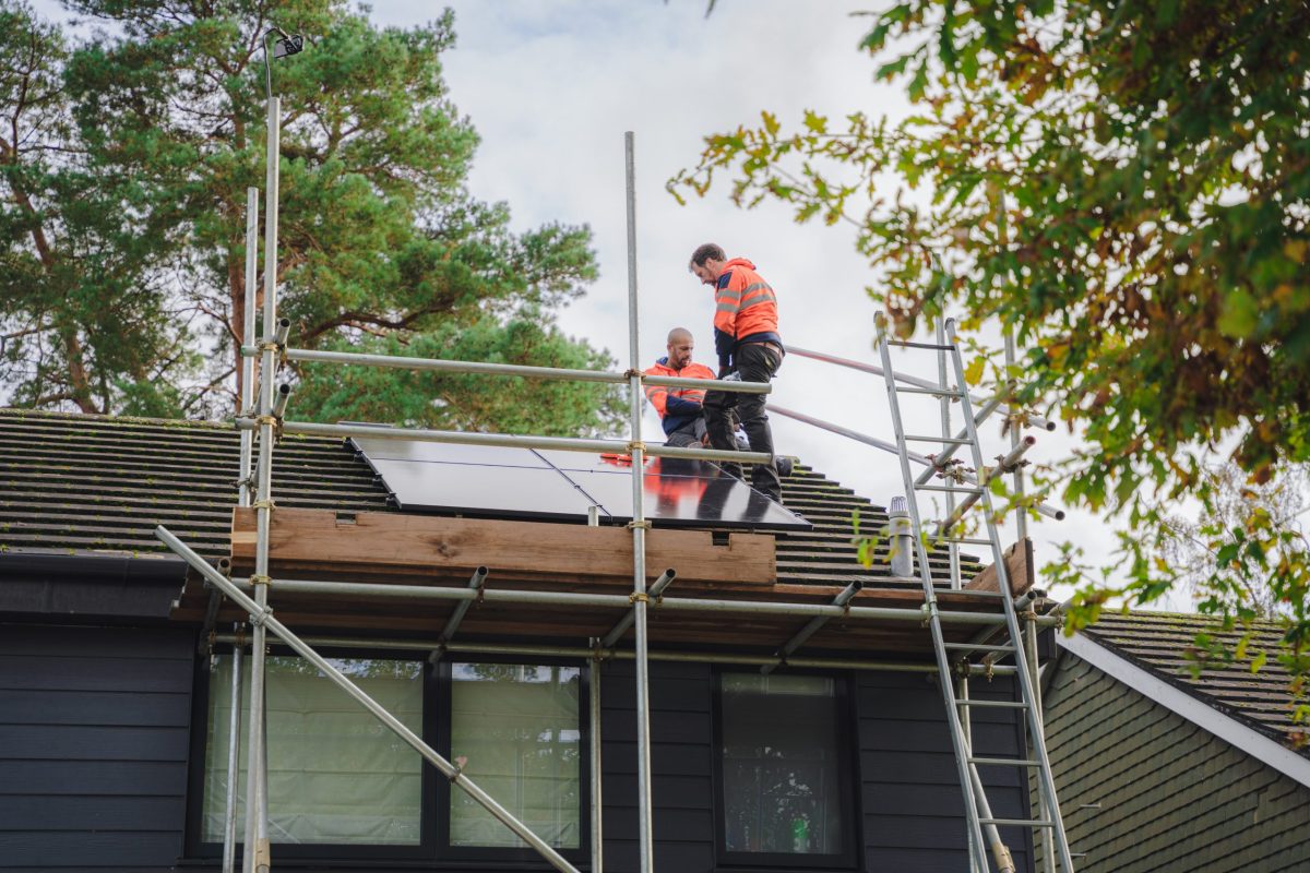 solar panel installation on roof