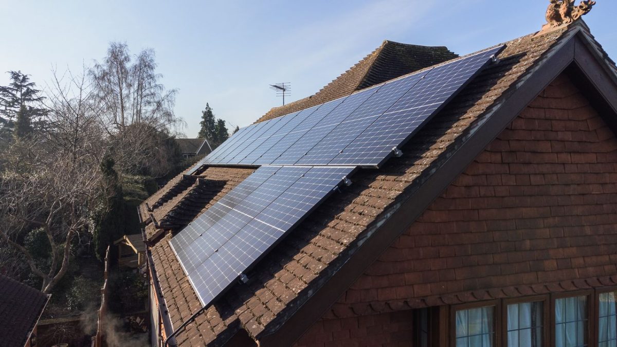 solar panels on roof